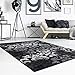 Produktbild carpet city Teppich Flachflor Inspiration mit Floralen Muster, Ornamente in Schwarz, Weiß für Wohnzimmer, Größe: 80x150 cm