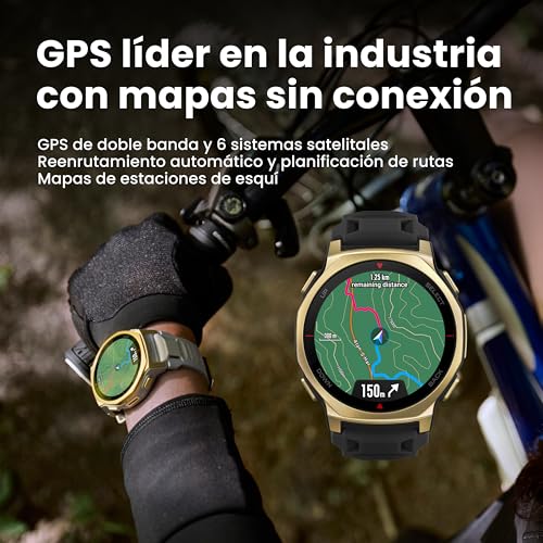 Miniatura 4 de Amazfit T-Rex 3 Pro Reloj Inteligente Deportivo para Hombre, Pantalla AMOLED de Zafiro, Bisel de Titanio, GPS de Banda Dual, Mapas Sin Conexión, Linterna Incorporada, para Android iPhone