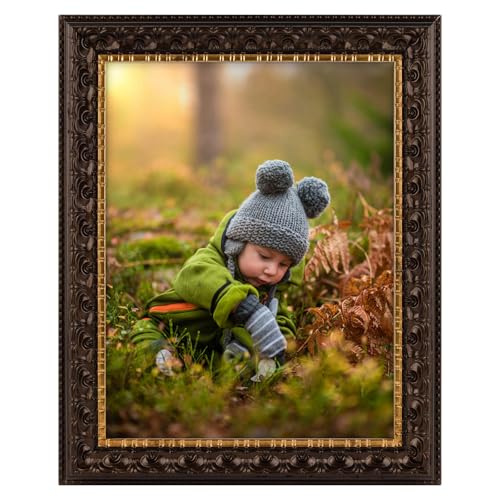 Golden State Art 8.5x11 Dark Brown With Gold Photo Frame Real Glass