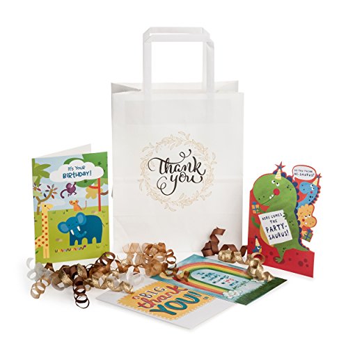 Ospecks 50 Pcs Count Wedding Gift Bags, Medium Size Bags 8 X 4.75 X 10 Inch Thank You Paper Bags, Premium White Kraft Paper Bags With Handle For Weddings, Receptions, Business, Parties, Craft Fairs And Events #TOP6