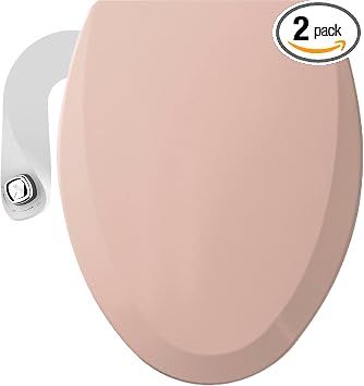 Bio Bidet by Bemis 1500EC Toilet Seat with Perfect Fit, Fresh Water Spray, Non-Electric, Easy to Install Bidet, ELONGATED, Venetian Pink