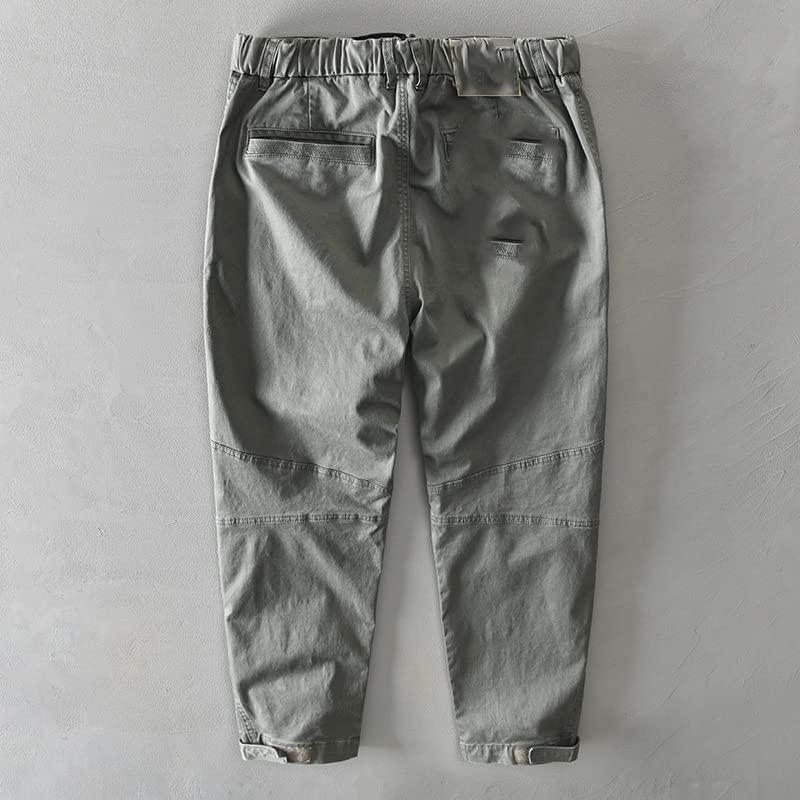 Autumn and Winter Men Cotton Solid Color Loose Casual Style Pants Pocket Army Green Workwear3