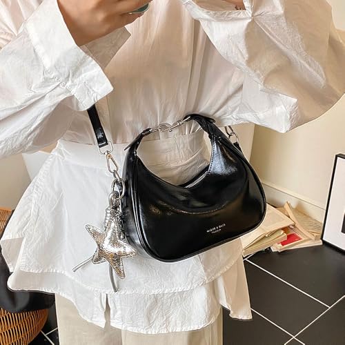 Y2K Shoulder HandBag with Star Hanging Accessories Crescent Purse Crossbody Bags for Women3