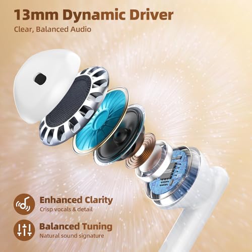 Image of Noise Cancelling Earbuds, Ear Buds Wireless Noise Cancellation, Bluetooth Earbuds TWS Ear Buds, Dual Mic, Low Latency, 30H, Fast Charging, IPX4