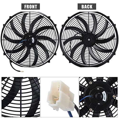 Riakrum 3 Sets Electric Radiator Cooling Fan Universal Engine Radiator Slim Wide Curved Blade Fan With Mounting Kit 12V High Performance Reversible Push Or Pull Cooling Assembly Fans (16 Inch, 120W) #TOP2
