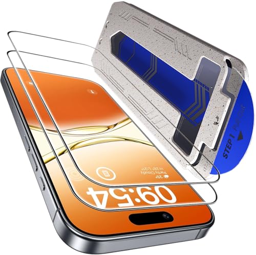 Image of Mr.Shield Align-X Tempered Glass Screen Protector for iPhone 17 and 16 Pro | (Pack of 2) 10H Hardness Guard, Military Grade Protection, Easy Install, Case-Friendly, Anti-Static