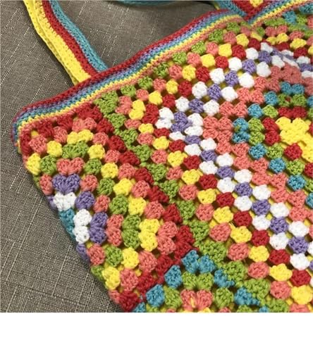 Women's Yarn Handbags, Crochet Hand-Knitted Shoulder Tote, Woven Bags for Women for Café, Beach4