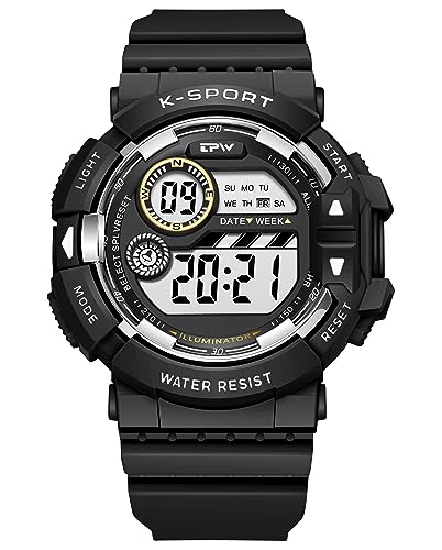 Gosasa Fashion Unisex Watch Sport Casual Watch Digital Multifunctional Big Face Alarm Stopwatch Date Week LED Light Wrist Watches for Women Men