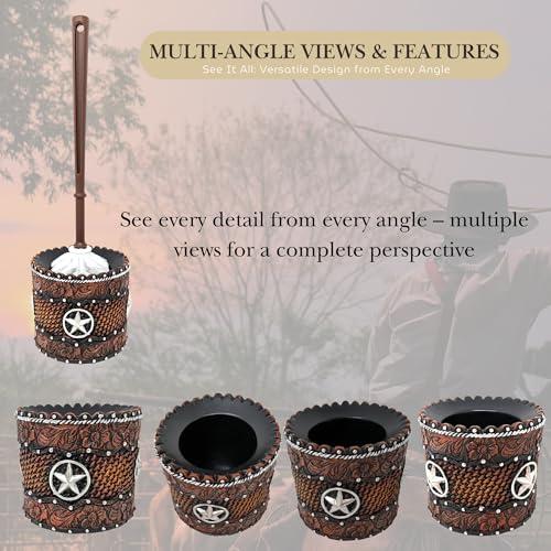 Image of Rustic Toilet Brush Holder Set - Western Bathroom Decor, Cowboy & Southwestern Style, Toilet Cleaner & Scrubber for Cabin & Rustic Home Decor, Decorative Toilet Brush and Holder