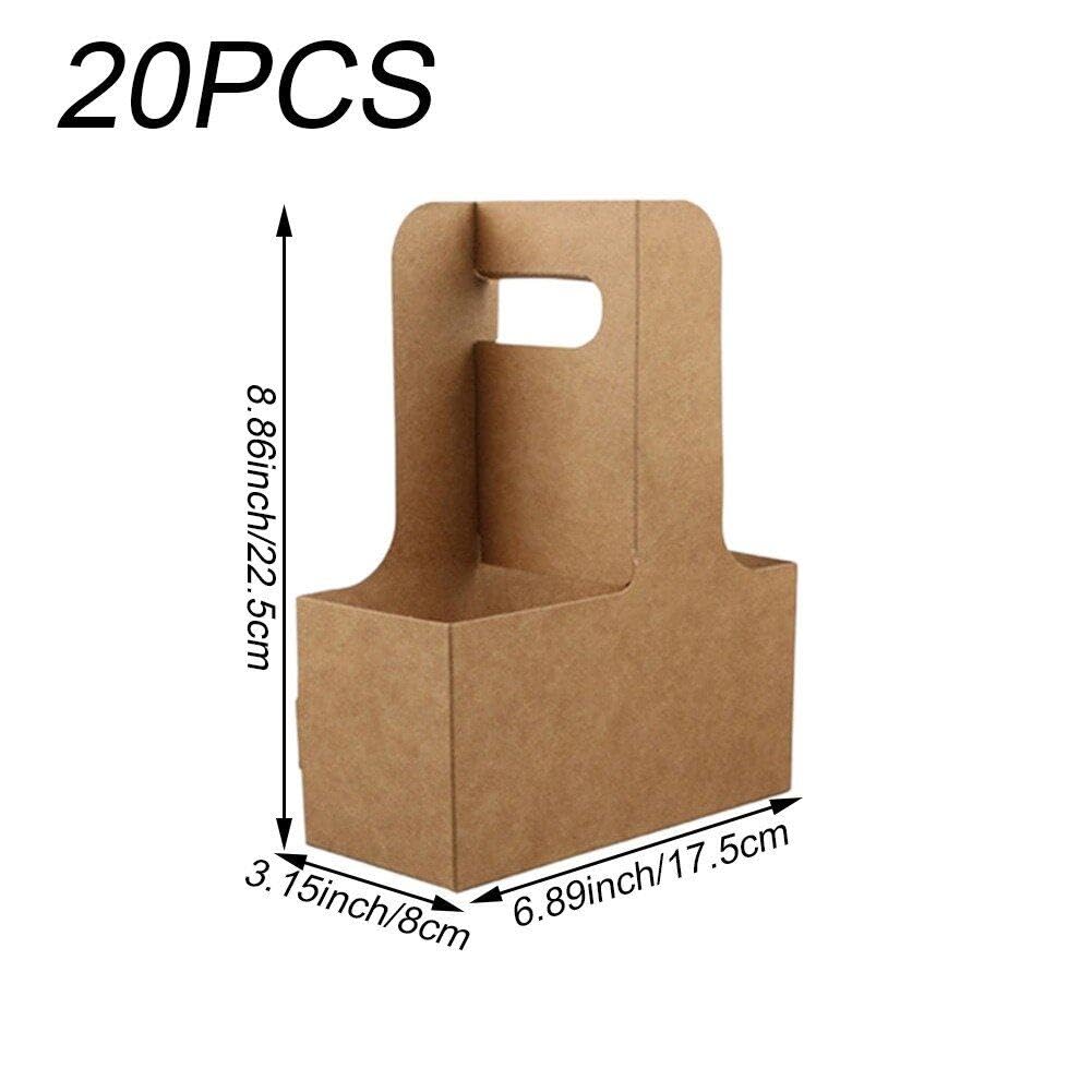 FMP Brands Portabevande usa e getta con manico, confezione da 25 portabevande con manico in cartone kraft, 340-850 ml, porta tazze da caffè