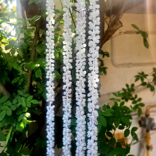 BS AMOR Handmade Decorative Mogra Fluffy Artificial Creeper Bail Garland, Size 5 Feet Used for Home/Office Decoration,Pack of 3, (White Mogra)