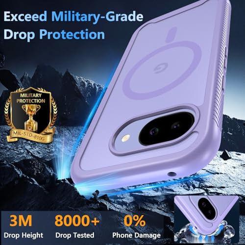 Cum2giff Coque Google Pixel 10A magnétique Compatible avec Magsafe, Coque Pixel 10a Protection Militaire Antichoc Housse, Google Pixel 10a Coque Etui Double Coque antichoc [Avant + Trasere], Violeta - imagen 6