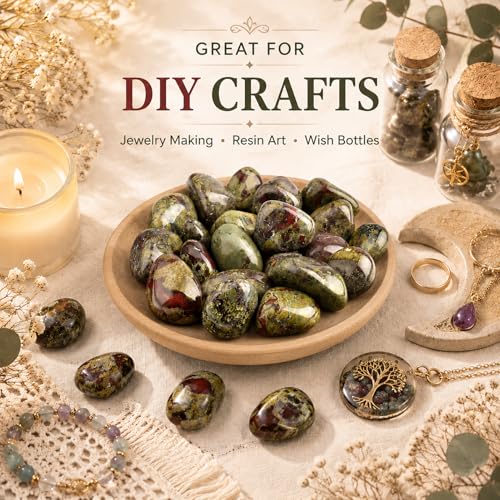 Image of Polished Dragon Blood Jasper Crystal Bulk - 0.8 inch Colorful Tumbled Stone Chips Rocks, 7 oz Crushed Sea Glass Large Stones for Healing, Reiki, Crafting, Home Decor