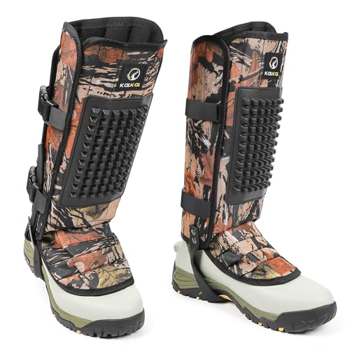 Kalkal Snake Gaiters, 1200D Waterproof Snake Chaps Snake Gaiters for Men Women, Adjustable Snake Bite Protection Snake Guards for Legs Men, Snake Proof Gaiters for Hiking Hunting（Camo）
