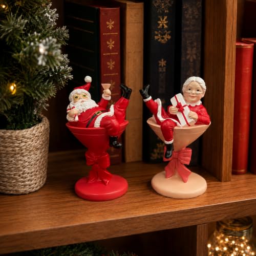 Santa and Mrs. Claus Figurines Set of 2, Resin Christmas Tabletop Decor - image 5