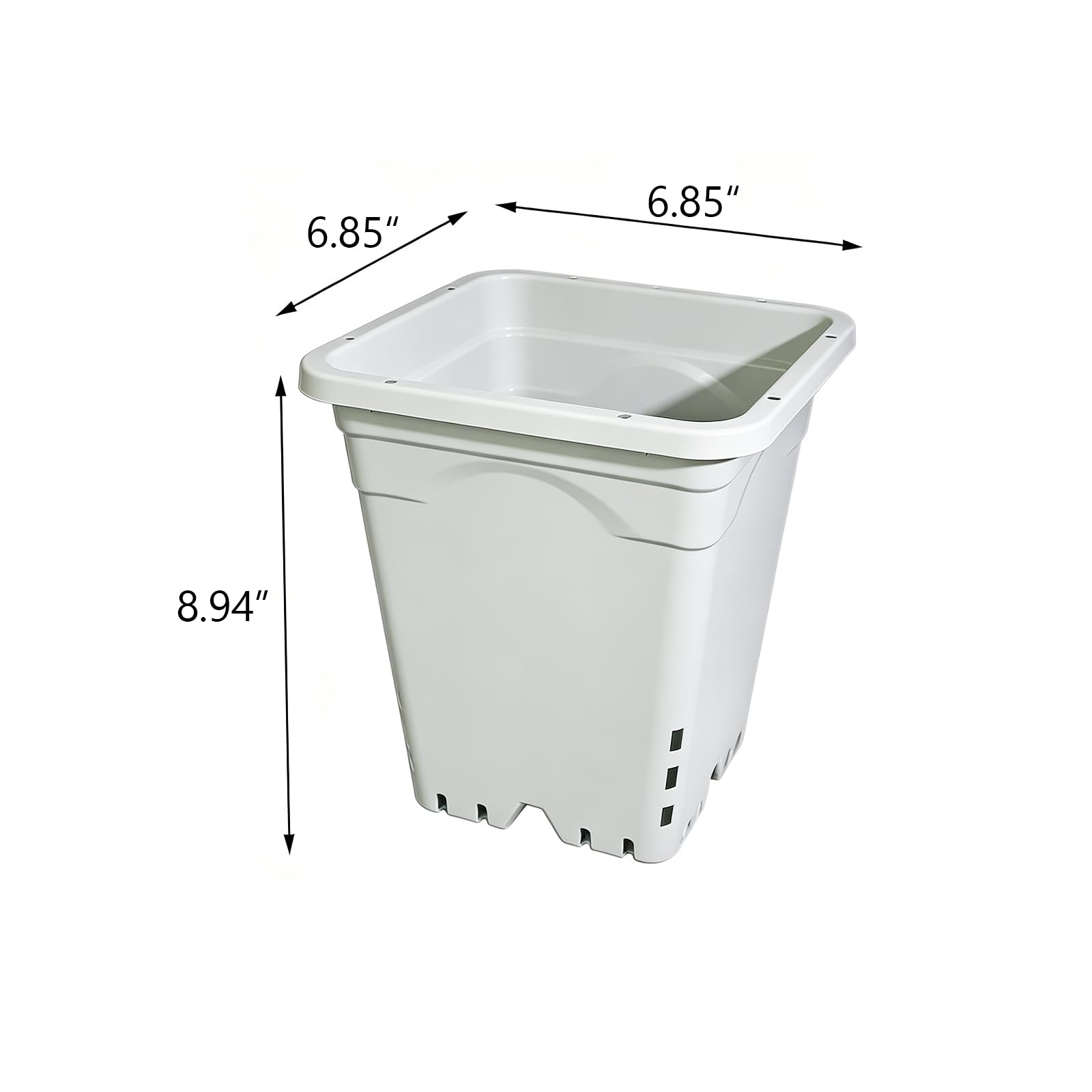 HG7X7SW Lot de 5 pots carrés blancs de 17,8 x 17,8 cm, 22,9 cm de haut