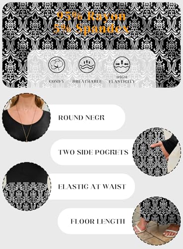 Image of DEARCASE Women's Maxi Dress Long Sleeve Crewneck Empire Waist Long Dresses