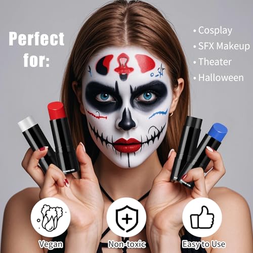 Black Cream-Blendable Face Paint Stick, Portable Eye Black Stick for Sports, Full-coverage Cream Face Paint for Halloween SFX Makeup Cosplay Joker Costume Parties - Image 6