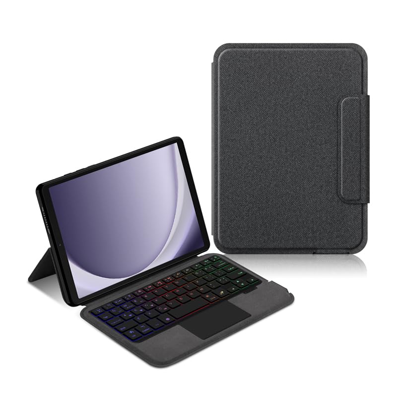 Image of ProElite Wireless Bluetooth TouchPad Keyboard Case for Samsung Galaxy Tab A11 8.7 inch /A9 8.7 inch, Wireless Bluetooth TouchPad Keyboard Built-in 7-Colors Backlit, Black