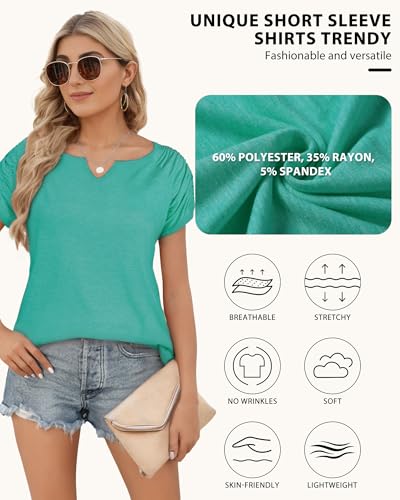Short Sleeve Shirts for Women, V Neck Summer Tops Loose Fit Casual Tops Trendy Summer Womens Summer Tops Cute Shirts4
