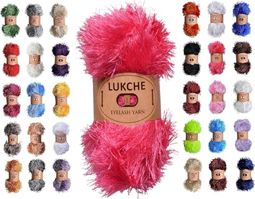 Image of Eyelash Fun Fur Yarn Premium 100% Polyester 164 Yds (150 Mt), 3.53 Oz (100 Gr) Colorful Crochet Yarn Dıy Hand Knitting. (Candy Pink, 1 Skein)
