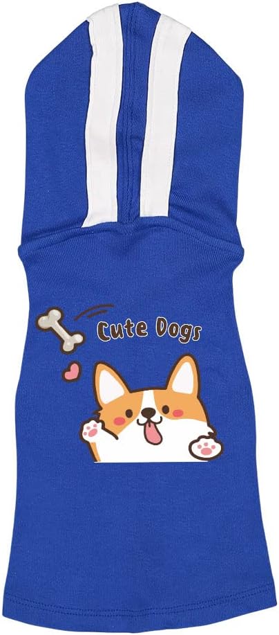 Funny Corgi Dog Shirt with Hoodie - Unique Design Dog Hoodie - Cartoon Dog Clothing - Royal White, L