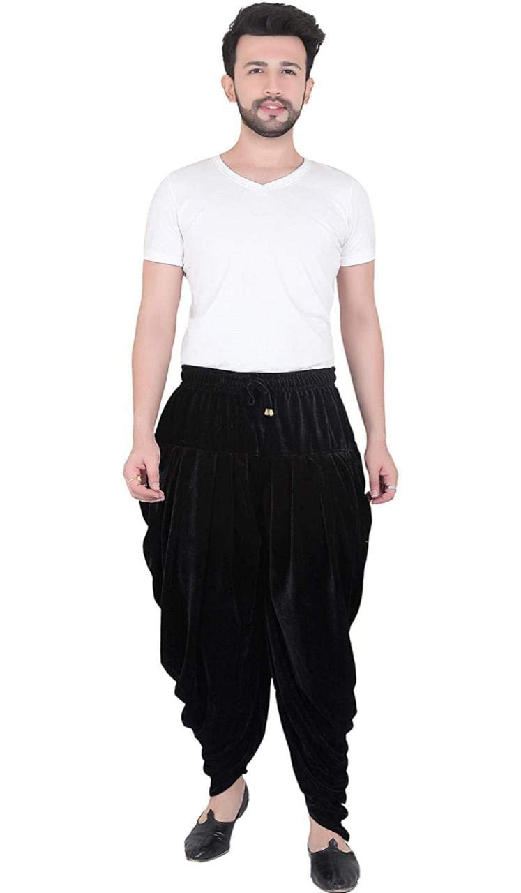 Trustous Mens Cotton Blend White Patiala Salwar Pants (BLACK) - Image 5 thumbnail