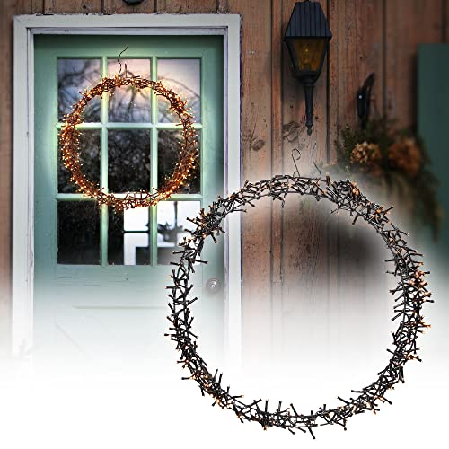 ECD Germany Corona de Navidad Luminosa Ø48cm 400 Luces LED Blanco Cálido 8 Modos de Iluminación Interior/Exterior IP44 Guirnalda Metálica para Puerta/Ventana Anillo Colgante de Luz Decoración Navideña