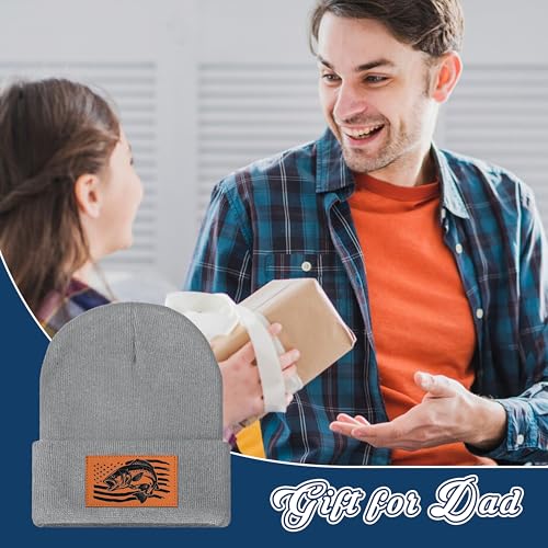 Image of American Flag Fishing Beanie Hat for Men, Christmas Dad Birthday Beanie Hats Gift for Women Men