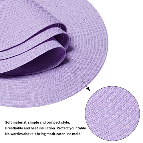 Smaafit Round Braided Placemats Dinner Kitchen Set Of 6 Table Mats For Kitchen Tables Woven Heat Resistant Washable Non-Slip Place Mats 15 Inch For Parties Christmas Holiday Party (Purple, 6) #TOP3