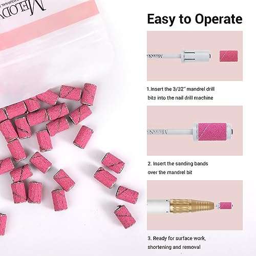 Image of MelodySusie Crystal Top Mandrel Bit for Nails, 3 /32'' Easy Off Nail Drill Bits for Sanding Bands, Suitable for Acrylic Nails Gel Manicures and Pedicures, White