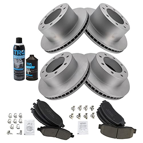 Image of TRQ Front and Rear Brake Pad & Rotor Kit with Chemical Kit Ceramic Premium | For 2005-2007 Ford F-250 Super Duty F-350 Super Duty