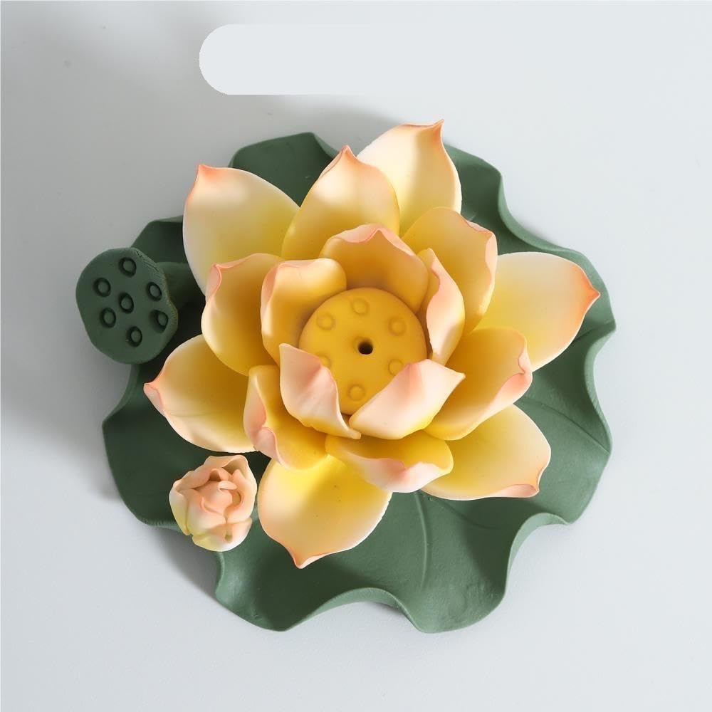Portaincenso in ceramica di loto base for bruciatore in legno di sandalo
