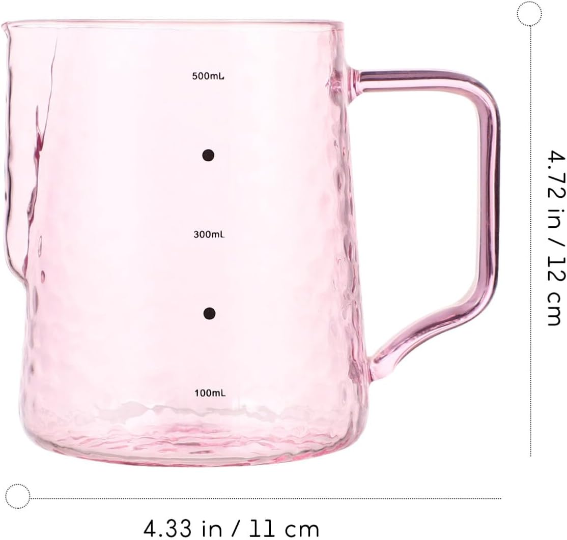 Milk Frothing Pitcher Clear Glass Measuring Cups Coffee Milk Frothing Pitcher Milk Jug Cup for Espresso Cappuccino Latte Maker 500ml/17OZ