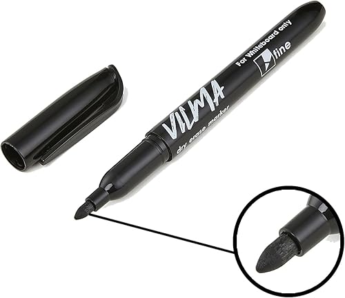 Miniatura 2 de VILMA Marcadores negros de borrado en seco a granel, marcadores de pizarra blanca de bajo olor de punta fina, caja de 90 unidades