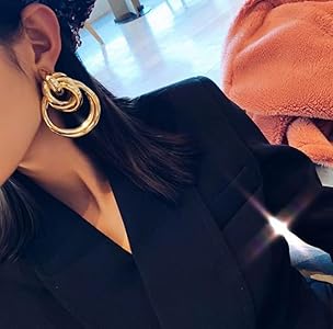 Amazon.com: XIANQI 14K Gold Plated Chunky Hoop Earrings for