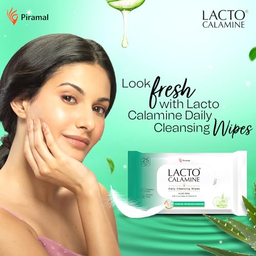 Lacto Calamine Daily Cleansing Facial Wipes 25N Each - Pack of 3 | Wet Wipes for Face with Aloe Vera, Cucumber & Vitamin E | Makeup Remover Wipes|... - Image 4