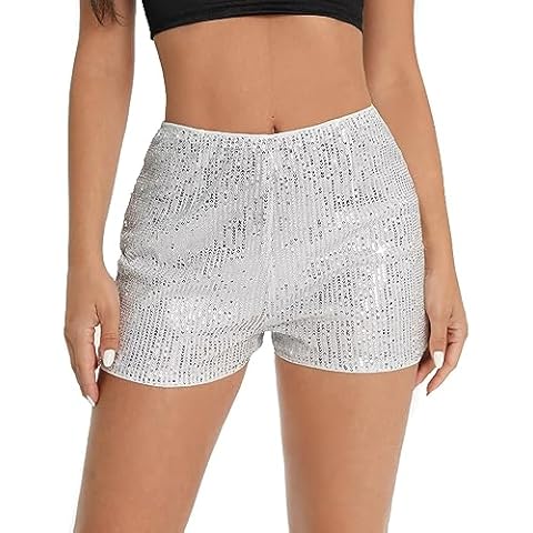 Duohropke Women's Metallic Sequin Hotpants Shorts Cover