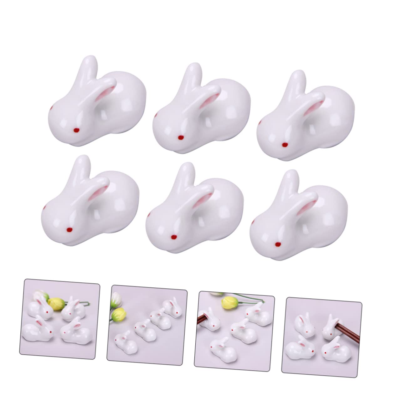 Alipis 3 Set Piccolo Coniglio Poggia Bacchette Posate Porta Bacchette Coniglietto Peluche Decorazione da Tavolo Compatibile Posate Coperchio da Bancone 6 Pezzi * 3