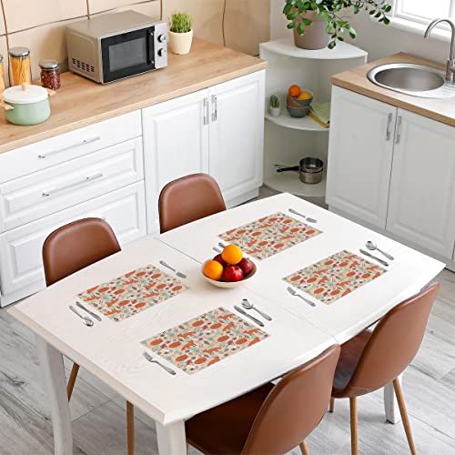 Jejeloiu Fox Print Table Mats Placemat 12 Inchx18 Inch Woodland Fox Placemats Set Of 4 Flowers Pattern Decor Placemats For Dining Table Indoor Outdoor Kitchen Nature Wildlife Decor Table Place Mats thumb #2