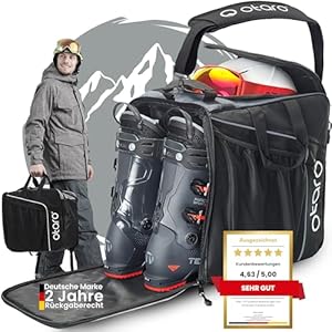 Otaro Skischuhtasche mit Helmfach (Classic | 44 L | Felsgrau) Premium Skitasche für Skischuhe | Auch als Schlittschuhtasche oder Inlinertasche | Ski Tasche, Skisack Set, Skischuhtaschen