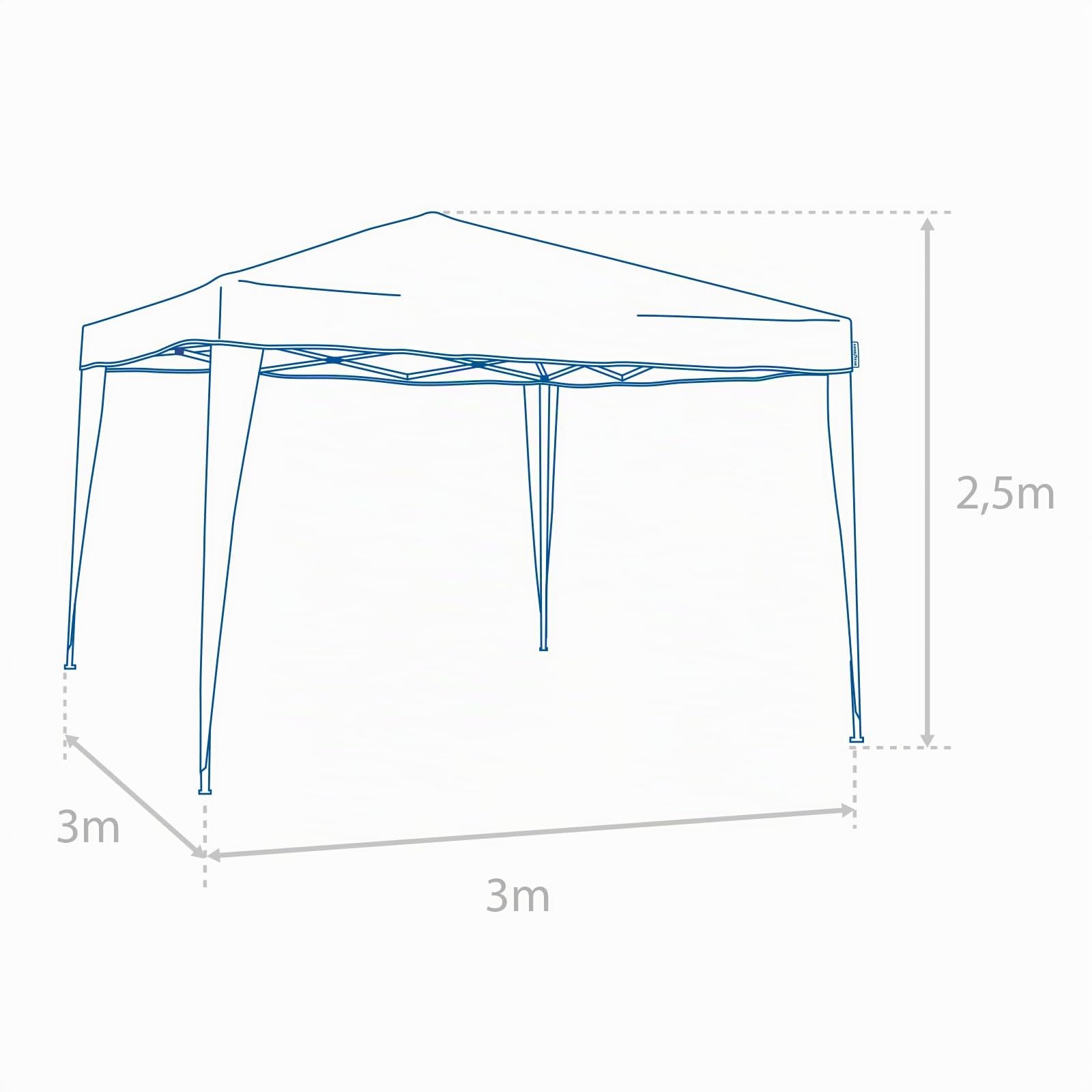 Goodyear - 3x3m Tente pliante Multifonction Bleu | Imperméable | Idéal pour jardin, terrasse, plage | Sac de Transport | 4 pare-vent