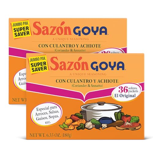 Goya Sazón Seasoning with Coriander & Annatto, Spices for Cooking Poultry, Seafood, Meat and Vegetables, All Purpose Seasoning, Pack of 2, 6.33 oz
