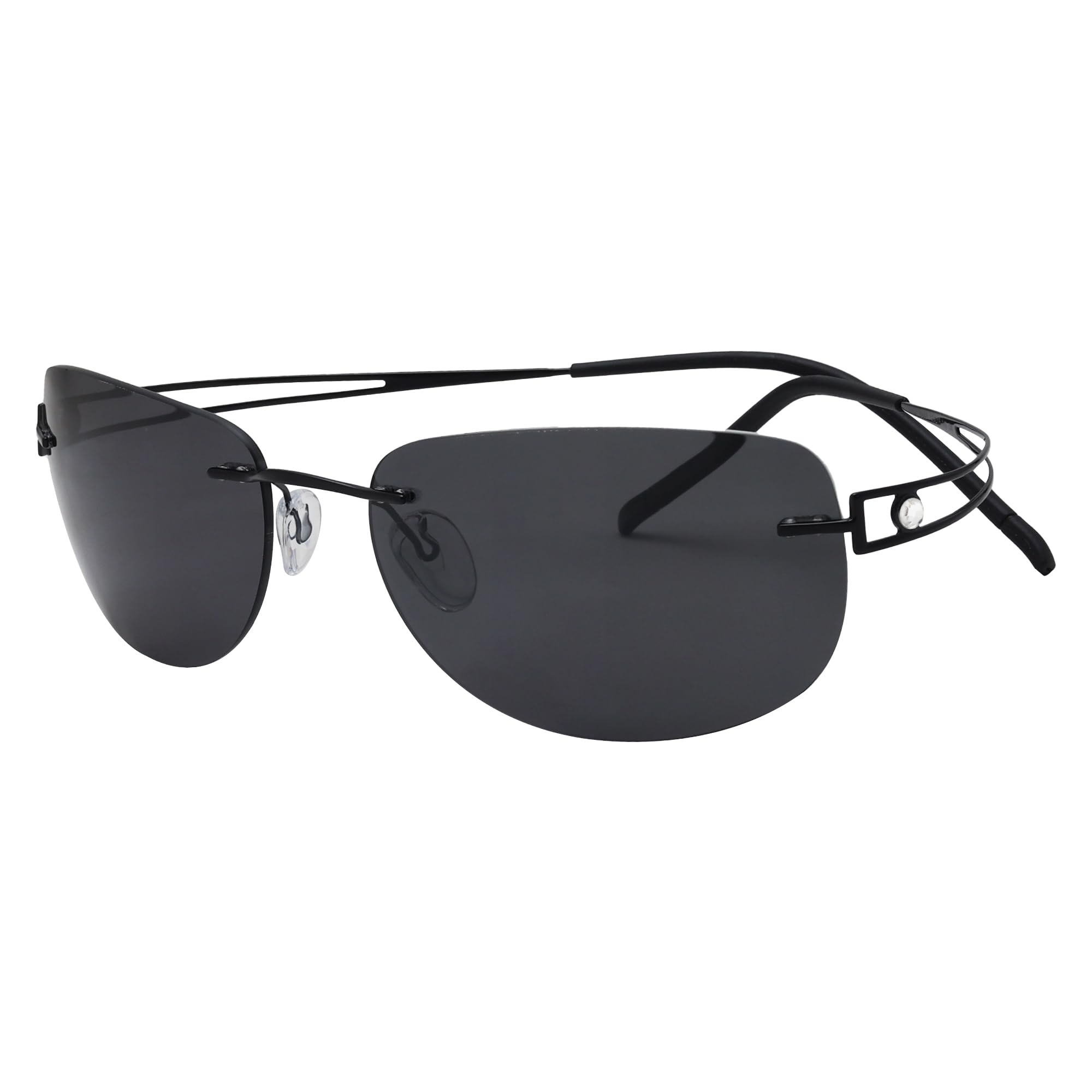 Eyekepper Pilot Rimless Titanium Polarized Sunglasses for Men and Women