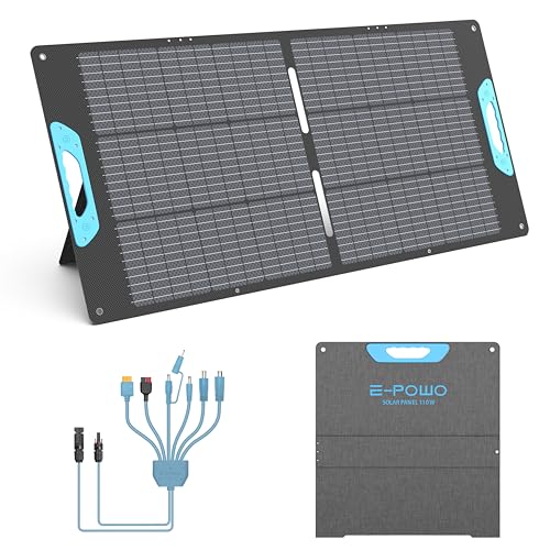 Image of 110W Portable Solar Panel for Power Station, 23.5% High Efficiency ETFE Foldable Solar Panels Charger, Fast Installation with Kickstands, IP67 Waterproof for RV, Outdoor Camping, Off Grid Blackouts