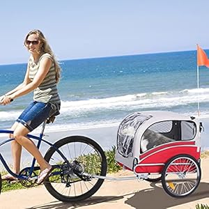 Sepnine-Leonpets-2-in-1-Dog-Stroller-Pet-Dog-Bike-Trailer-Bicycle-Trailer-and-JoggerEasy-Fold-20303-RedGrey - Cucciolini Doodles   Sepnine-Leonpets-2-in-1-Dog-Stroller-Pet-Dog-Bike-Trailer-Bicycle-Trailer-and-JoggerEasy-Fold-20303-RedGrey