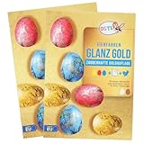 com-four® 6x Flüssige Eierfarben mit Goldfolie - kräftige Eierfarben für weiße und braune Eier - einfach Eier kalt färben und veredeln (6 Stück - Goldglanz)