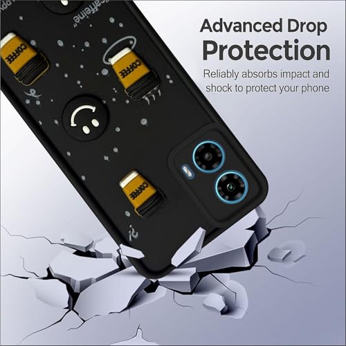 Image of SBMS Silicone Back Cover Case for Motorola Moto G34 5G / Moto G45 5G | Cute Fun 3D Cartoon, Coffee Design Silicone Case | Camera Protection Bump | Shockproof Case for Moto G34 5G (Coffe Mug Black)