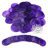 QUARKZMAN 60 Pz Conchas Capiz, Conchas Naturales Redondas 5 cm/2" con 2 Agujeros Y Anillo Plateado para Móviles Viento Conchas, Cortinas, Guirnaldas Conchas, Joyería DIY, Morado Oscuro