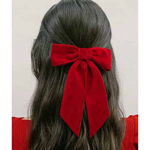 2Pcs Red Velvet Hair Bows Hair Clips 5" Big Fall Alligator Clips Hair Accessories For Women Girls Toddlers Kids #TOP4